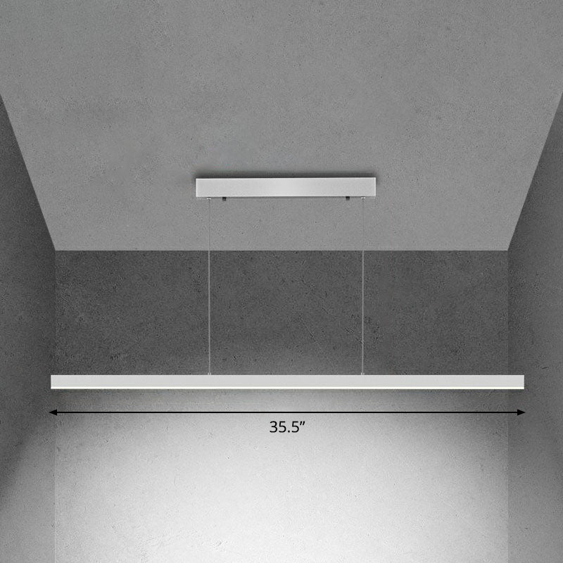 Simplicity Linear Chandelier Lighting Metallic Conference Room LED Pendant Light Fixture White Third Gear Clearhalo 'Ceiling Lights' 'Chandeliers' 'Modern Chandeliers' 'Modern' Lighting' 2255205