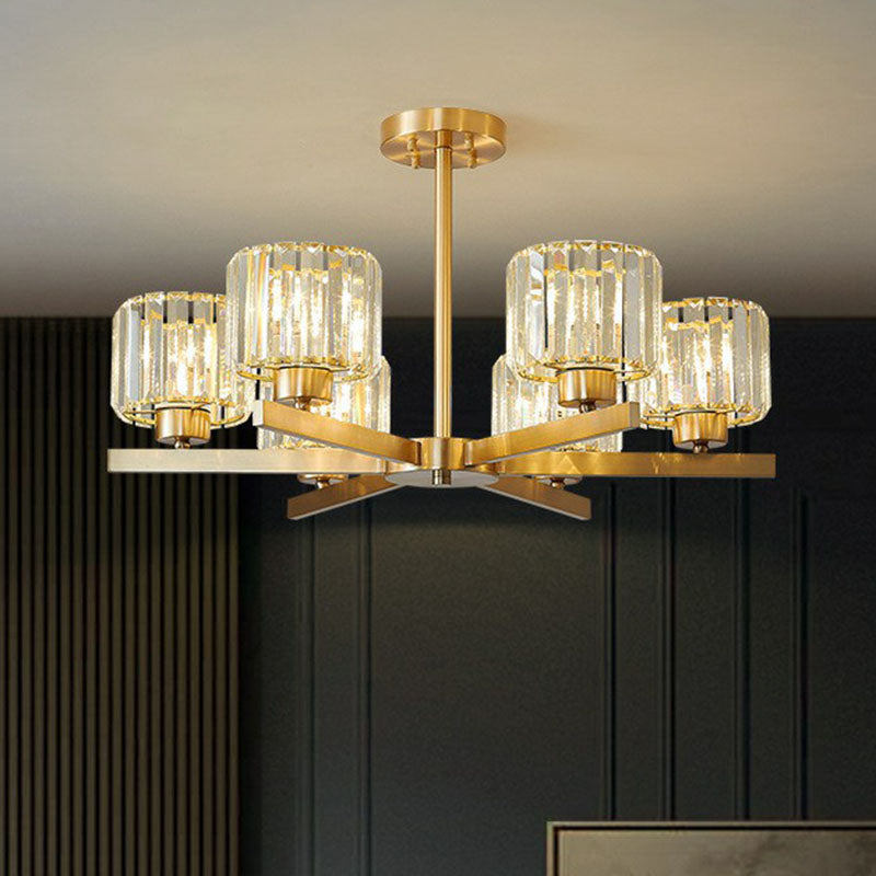 Beveled Crystal Prism Sputnik Suspension Light Modern Golden Chandelier for Living Room Clearhalo 'Ceiling Lights' 'Chandeliers' 'Modern Chandeliers' 'Modern' Lighting' 2255245