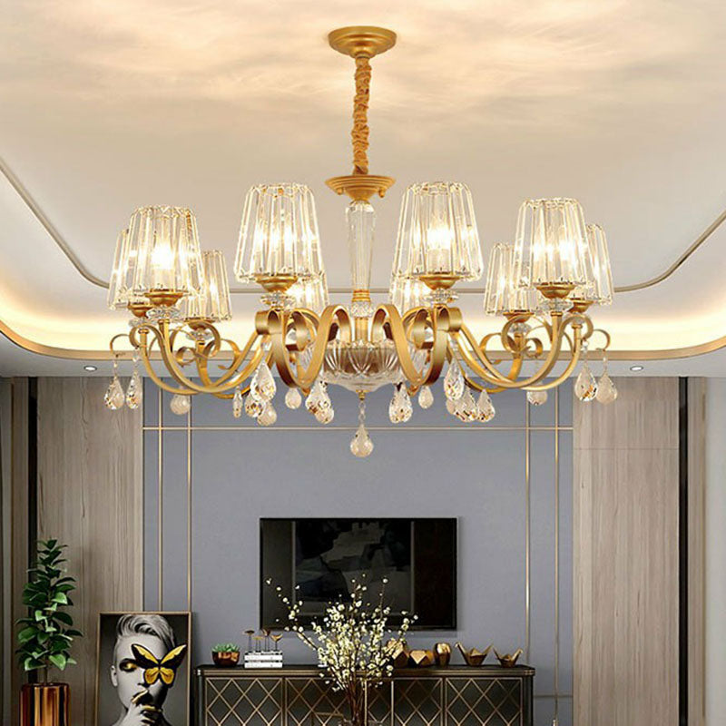 Prismatic Crystal Cone Hanging Lamp Contemporary Ceiling Chandelier Light with Droplet Decorations Clearhalo 'Ceiling Lights' 'Chandeliers' 'Modern Chandeliers' 'Modern' Lighting' 2255246