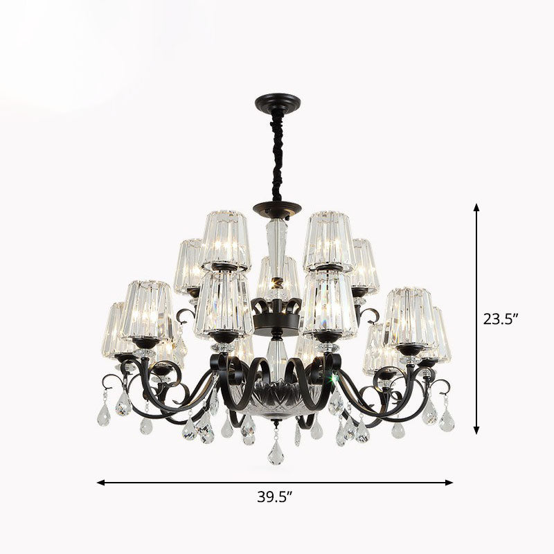 Prismatic Crystal Cone Hanging Lamp Contemporary Ceiling Chandelier Light with Droplet Decorations Clearhalo 'Ceiling Lights' 'Chandeliers' 'Modern Chandeliers' 'Modern' Lighting' 2255259