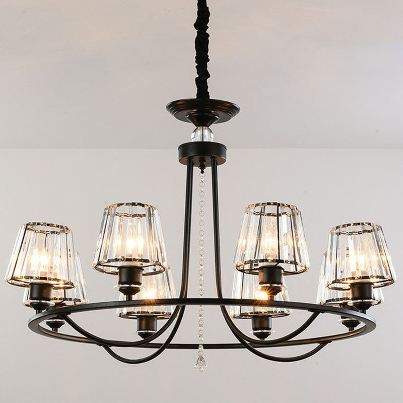 Postmodern Circle Chandelier Lighting Metal Living Room Ceiling Light with Tapered Crystal Shade Clearhalo 'Ceiling Lights' 'Chandeliers' 'Modern Chandeliers' 'Modern' Lighting' 2255281