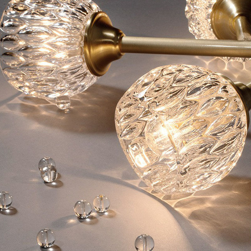 Metallic Branch Hanging Lamp Postmodern Gold Finish Chandelier with Ball Clear Crystal Shade Clearhalo 'Ceiling Lights' 'Chandeliers' 'Modern Chandeliers' 'Modern' Lighting' 2255313