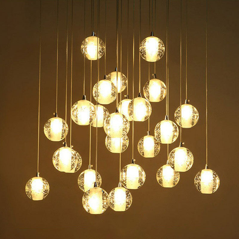 Meteor Shower Multi Light Pendant Chandelier Modern Seedy Glass Clear Suspension Light Fixture Clearhalo 'Ceiling Lights' 'Modern Pendants' 'Modern' 'Pendant Lights' 'Pendants' Lighting' 2255372
