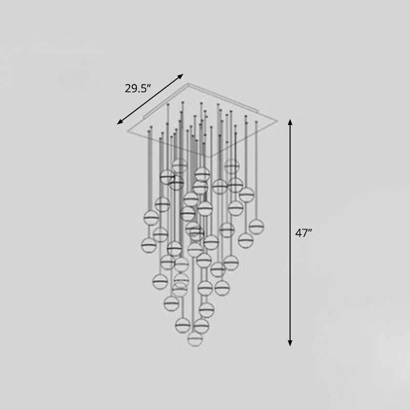 Meteor Shower Multi Light Pendant Chandelier Modern Seedy Glass Clear Suspension Light Fixture 36 Clear Linear Clearhalo 'Ceiling Lights' 'Modern Pendants' 'Modern' 'Pendant Lights' 'Pendants' Lighting' 2255376