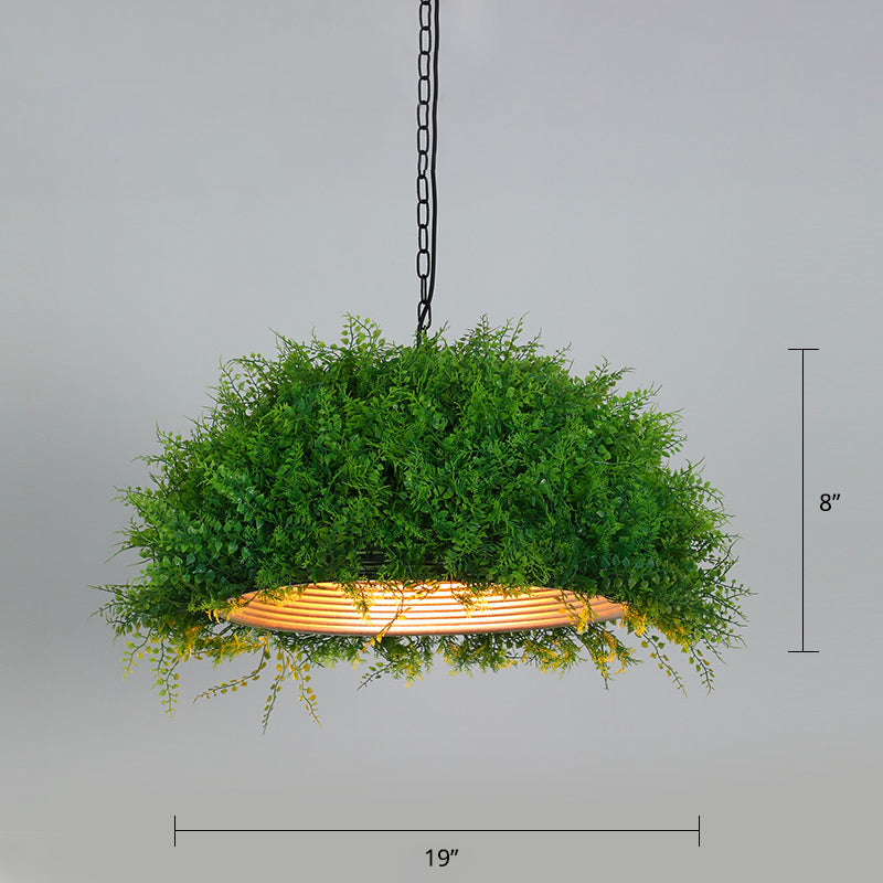 Industrial Framed Ceiling Light Metallic Hanging Pendant Light with Plant Decor for Restaurant Green Clearhalo 'Art Deco Pendants' 'Cast Iron' 'Ceiling Lights' 'Ceramic' 'Crystal' 'Industrial Pendants' 'Industrial' 'Metal' 'Middle Century Pendants' 'Pendant Lights' 'Pendants' 'Tiffany' Lighting' 2255532