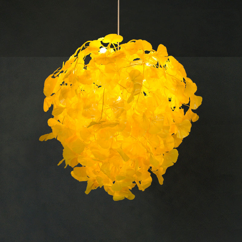 Antique Shaded Pendant Light 1-Light Metallic Hanging Light Fixture with Artificial Plant for Restaurant Yellow Clearhalo 'Art Deco Pendants' 'Cast Iron' 'Ceiling Lights' 'Ceramic' 'Crystal' 'Industrial Pendants' 'Industrial' 'Metal' 'Middle Century Pendants' 'Pendant Lights' 'Pendants' 'Tiffany' Lighting' 2255545