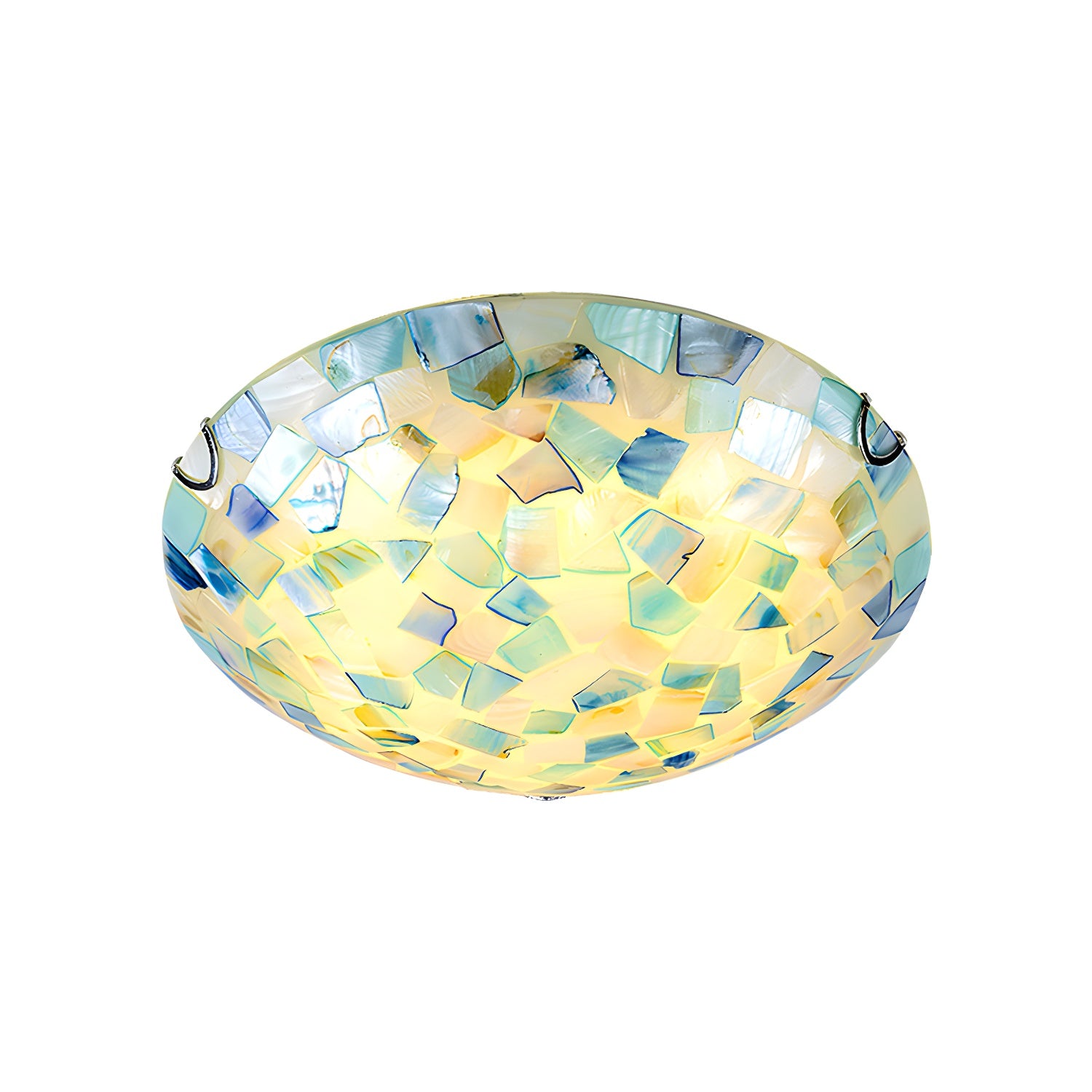 Tiffany Style Mosaic Shade Flush Ceiling Light Shell Flush Mount Lighting Fixture for Bedroom Clearhalo 'Ceiling Lights' 'Close To Ceiling Lights' 'Close to ceiling' 'Flush mount' Lighting' 2255597