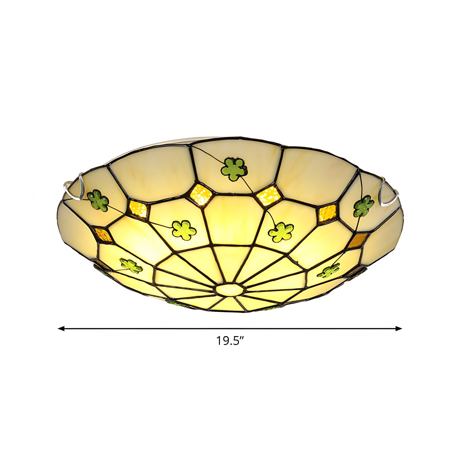 Grid Patterned LED Flush Light Tiffany Glass Classic Flush Ceiling Lighting Fixture Green 19.5" Clearhalo 'Ceiling Lights' 'Close To Ceiling Lights' 'Close to ceiling' 'Flush mount' Lighting' 2255612