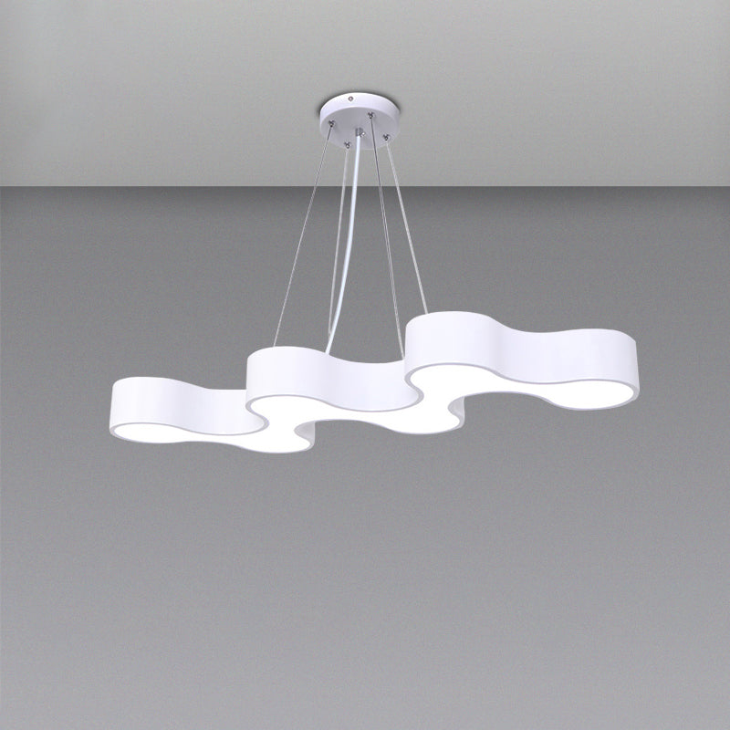 Wave Shaped LED Suspension Light Modern Acrylic Meeting Room Chandelier Lighting White White Clearhalo 'Ceiling Lights' 'Chandeliers' 'Modern Chandeliers' 'Modern' Lighting' 2255777