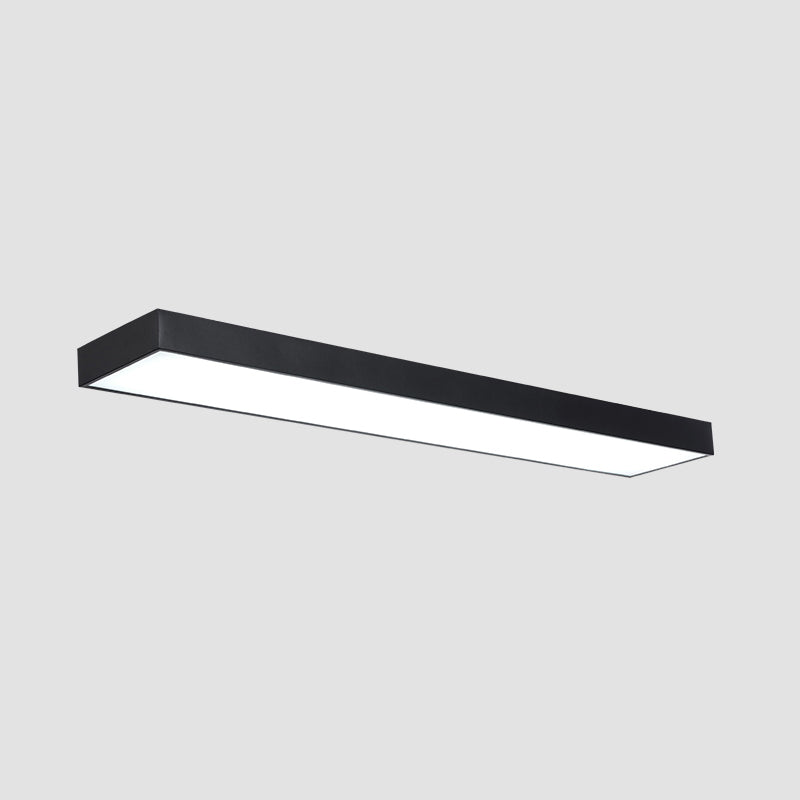 Simplicity Rectangle Flush Ceiling Light Metal Office LED Flush Mount Fixture in Black Black 35.5" Clearhalo 'Ceiling Lights' 'Close To Ceiling Lights' 'Close to ceiling' 'Flush mount' Lighting' 2255840