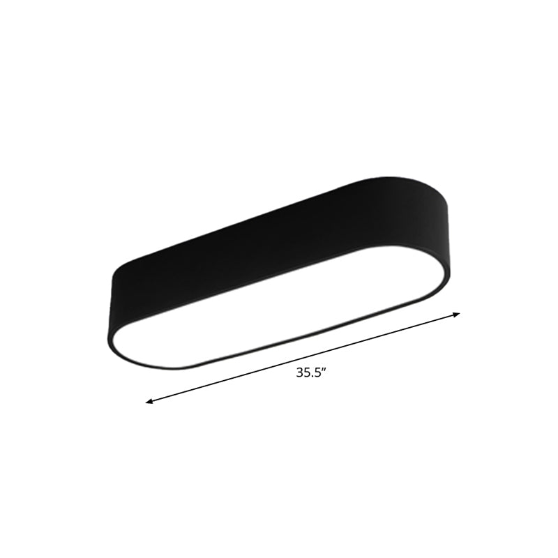 Metallic Oval LED Ceiling Lamp Simple Black Finish Flush Mount Light Fixture for Aisle Black 35.5" Clearhalo 'Ceiling Lights' 'Close To Ceiling Lights' 'Close to ceiling' 'Flush mount' Lighting' 2255846