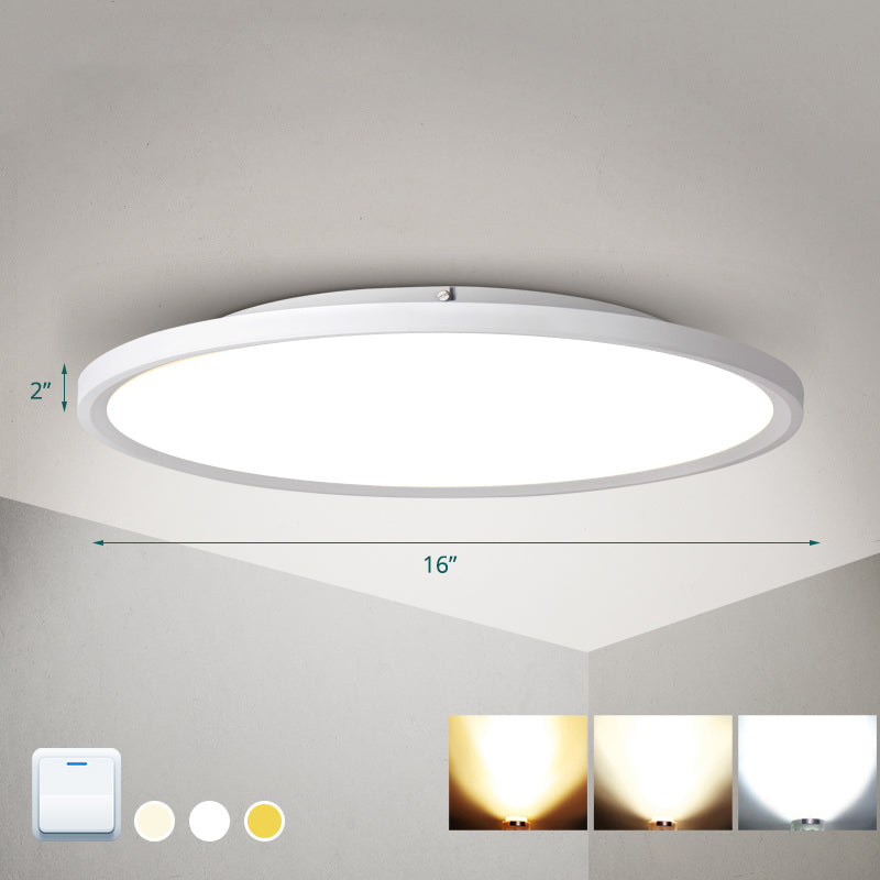 Disk Led Flush Mount Ceiling Light Nordic Acrylic Living Room Flush Mount Fixture White 16" Clearhalo 'Ceiling Lights' 'Close To Ceiling Lights' 'Close to ceiling' 'Flush mount' Lighting' 2255848