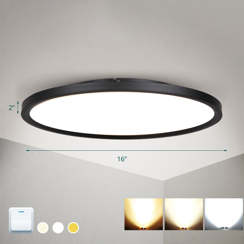 Disk Led Flush Mount Ceiling Light Nordic Acrylic Living Room Flush Mount Fixture Black 16" Clearhalo 'Ceiling Lights' 'Close To Ceiling Lights' 'Close to ceiling' 'Flush mount' Lighting' 2255853