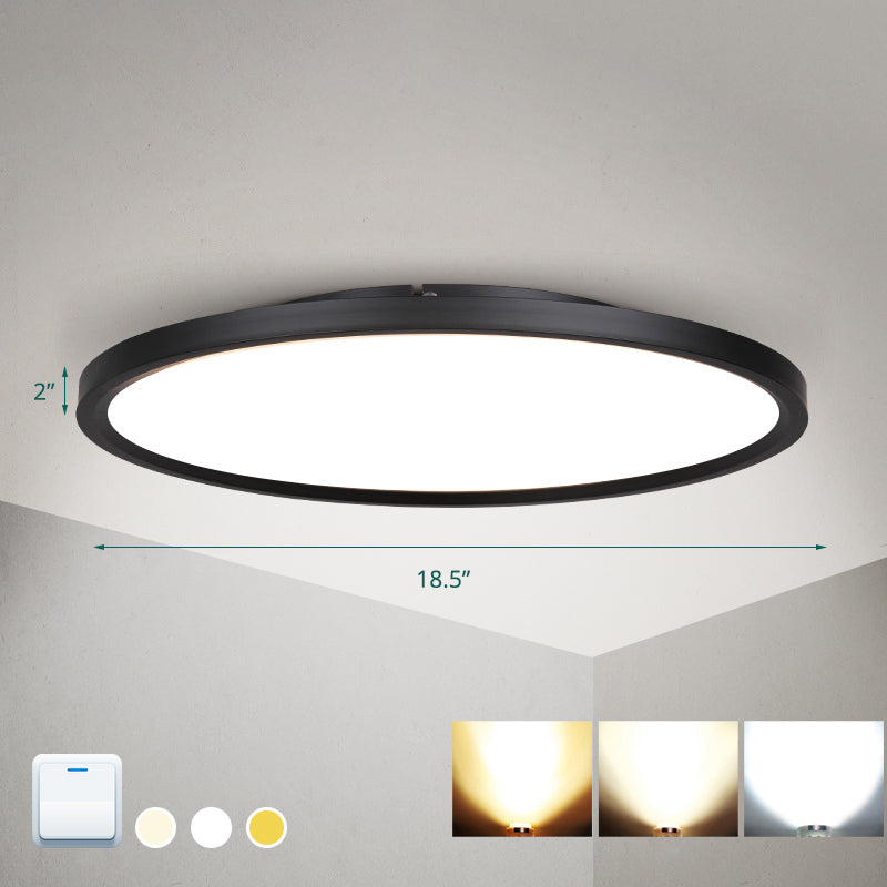Disk Led Flush Mount Ceiling Light Nordic Acrylic Living Room Flush Mount Fixture Black 18.5" Clearhalo 'Ceiling Lights' 'Close To Ceiling Lights' 'Close to ceiling' 'Flush mount' Lighting' 2255855