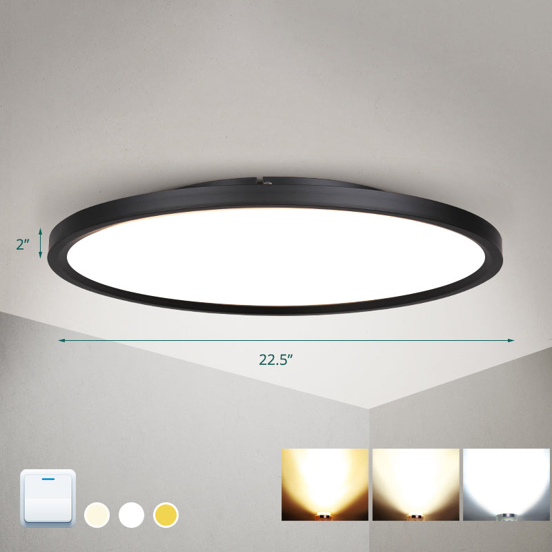 Disk Led Flush Mount Ceiling Light Nordic Acrylic Living Room Flush Mount Fixture Black 22.5" Clearhalo 'Ceiling Lights' 'Close To Ceiling Lights' 'Close to ceiling' 'Flush mount' Lighting' 2255857
