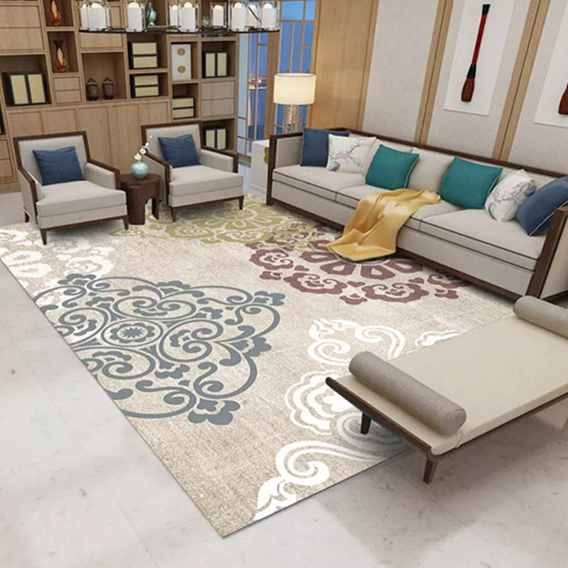 Multi Color Chinoiserie Rug Synthetics Printing Rug Stain Resistant Anti-Slip Washable Rug for Living Room Khaki Clearhalo 'Area Rug' 'Rug' 2256598