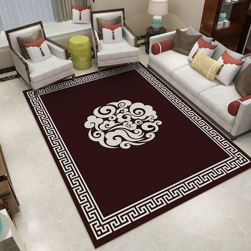 Classic Zen Print Rug Multi-Colored Chinese Carpet Polypropylene Non-Slip Backing Pet-Friendly Stain Resistant Rug for Home Chocolate Clearhalo 'Area Rug' 'Rug' 2256631