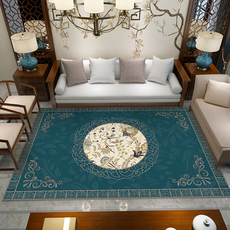 Classic Zen Print Rug Multi-Colored Chinese Carpet Polypropylene Non-Slip Backing Pet-Friendly Stain Resistant Rug for Home Army Green Clearhalo 'Area Rug' 'Rug' 2256633