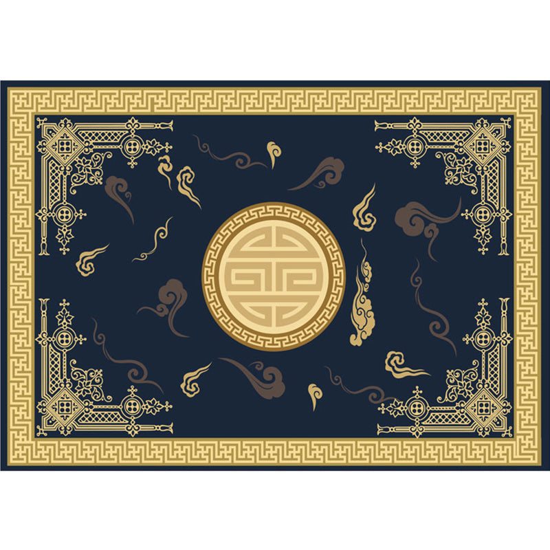 Classic Zen Print Rug Multi-Colored Chinese Carpet Polypropylene Non-Slip Backing Pet-Friendly Stain Resistant Rug for Home Navy Clearhalo 'Area Rug' 'Rug' 2256640