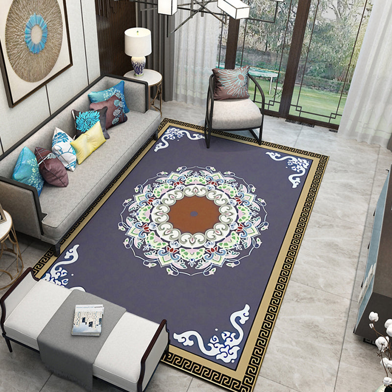Classic Zen Print Rug Multi-Colored Chinese Carpet Polypropylene Non-Slip Backing Pet-Friendly Stain Resistant Rug for Home Dark Gray Clearhalo 'Area Rug' 'Rug' 2256642