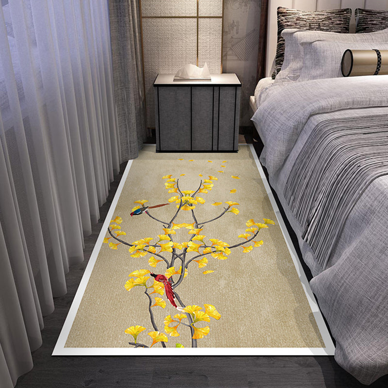 Chinoiserie Flower Printed Rug Multi-Color Polyester Rug Non-Slip Stain Resistant Washable Runner Rug for Bedroom Yellow Clearhalo 'Area Rug' 'Rug' 2256649