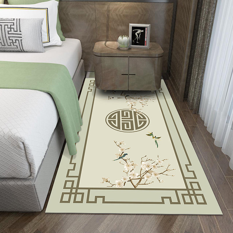 Chinoiserie Flower Printed Rug Multi-Color Polyester Rug Non-Slip Stain Resistant Washable Runner Rug for Bedroom Light Green Clearhalo 'Area Rug' 'Rug' 2256655
