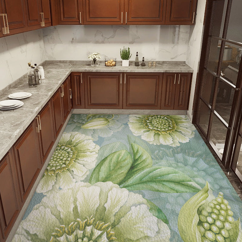 Chinoiserie Kitchen Rug Multicolor Print Rug Polypropylene Waterproof Stain Resistant Anti-Slip Rug Fluorescent Green Clearhalo 'Area Rug' 'Rug' 2256764