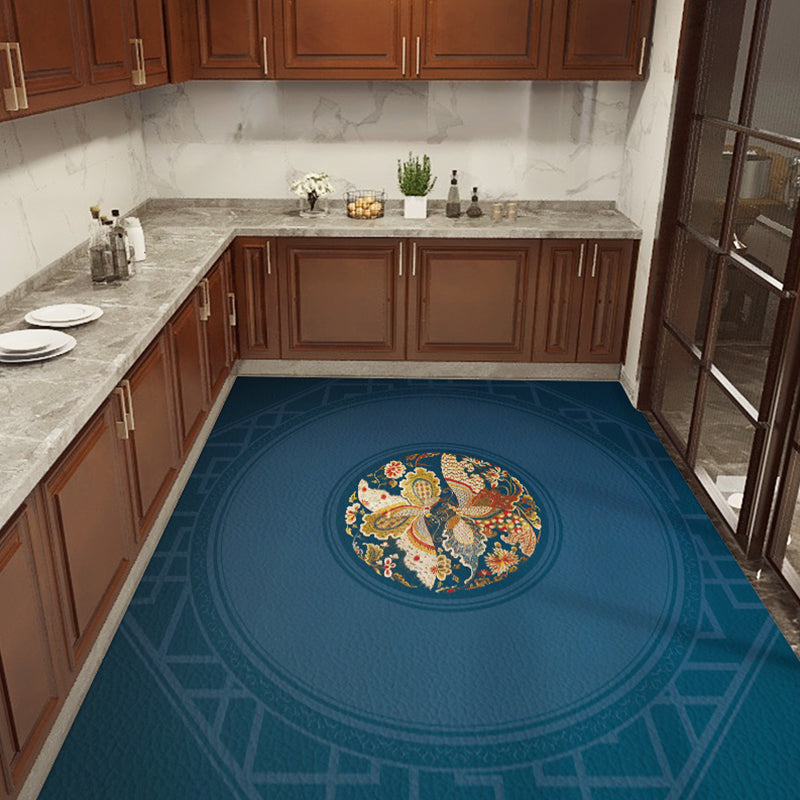 Classical Printed Rug Multi Color Oriental Rug PU Leather Stain Resistant Easy Care Anti-Slip Rug for Kitchen Navy Clearhalo 'Area Rug' 'Rug' 2256769