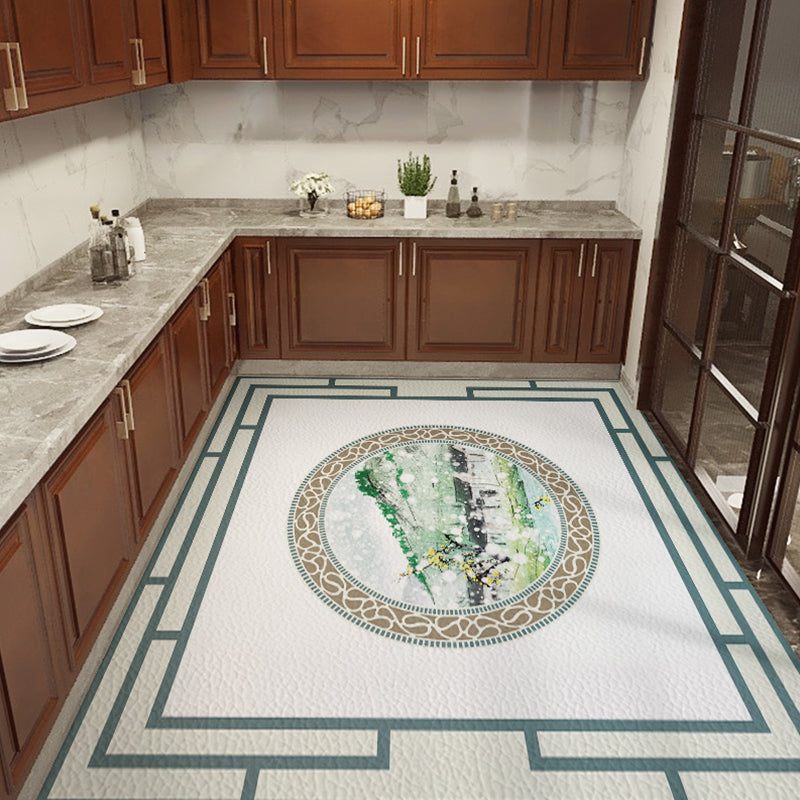 Classical Printed Rug Multi Color Oriental Rug PU Leather Stain Resistant Easy Care Anti-Slip Rug for Kitchen Green Clearhalo 'Area Rug' 'Rug' 2256774