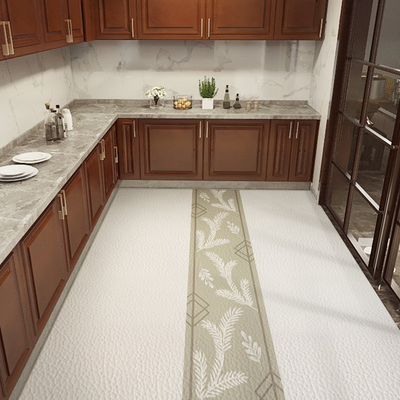 Classical Printed Rug Multi Color Oriental Rug PU Leather Stain Resistant Easy Care Anti-Slip Rug for Kitchen Light Khaki Clearhalo 'Area Rug' 'Rug' 2256777