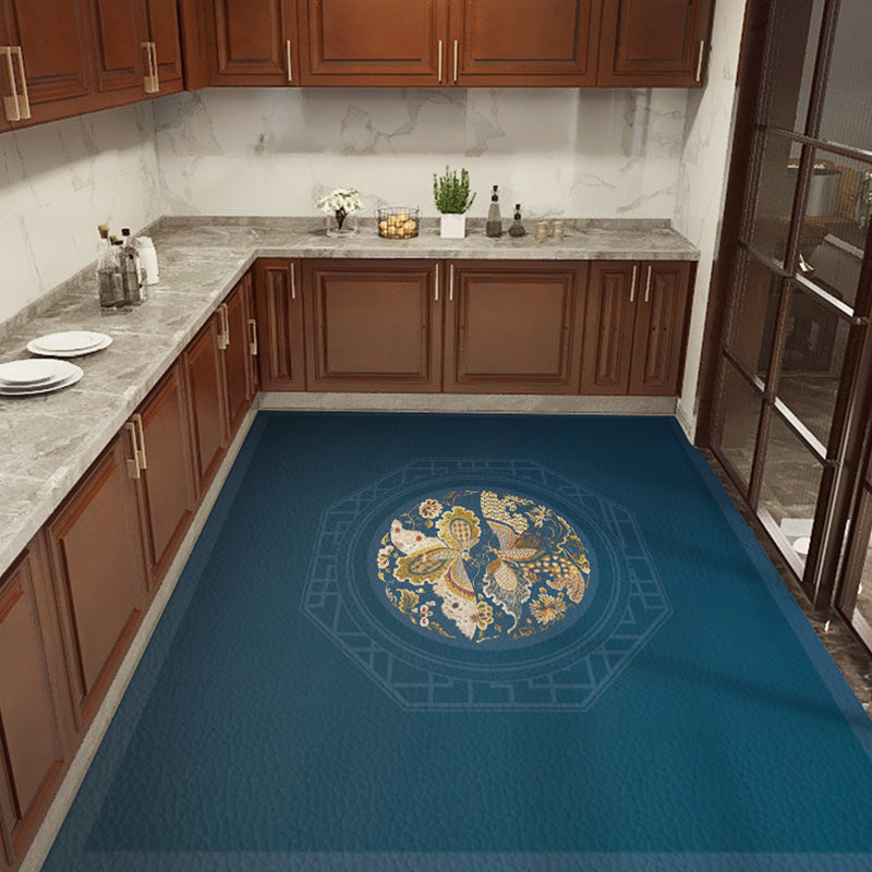 Classical Printed Rug Multi Color Oriental Rug PU Leather Stain Resistant Easy Care Anti-Slip Rug for Kitchen Royal Blue Clearhalo 'Area Rug' 'Rug' 2256779
