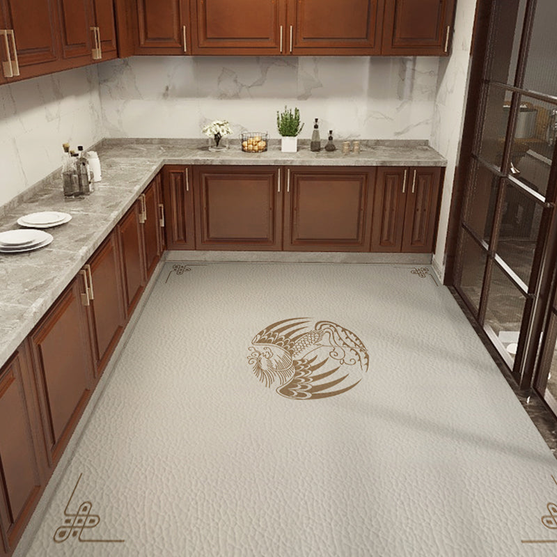 Classical Printed Rug Multi Color Oriental Rug PU Leather Stain Resistant Easy Care Anti-Slip Rug for Kitchen Beige Clearhalo 'Area Rug' 'Rug' 2256783