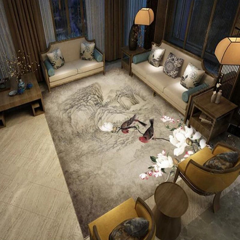 Pastoral Multicolor Chinese Rug Synthetics Flower Carpet Anti-Slip Backing Pet-Friendly Machine Wash Rug for Drawing Room Light Brown Clearhalo 'Area Rug' 'Rug' 2256832