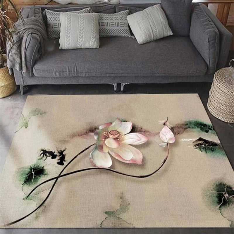 Pastoral Multicolor Chinese Rug Synthetics Flower Carpet Anti-Slip Backing Pet-Friendly Machine Wash Rug for Drawing Room Brown Clearhalo 'Area Rug' 'Rug' 2256843