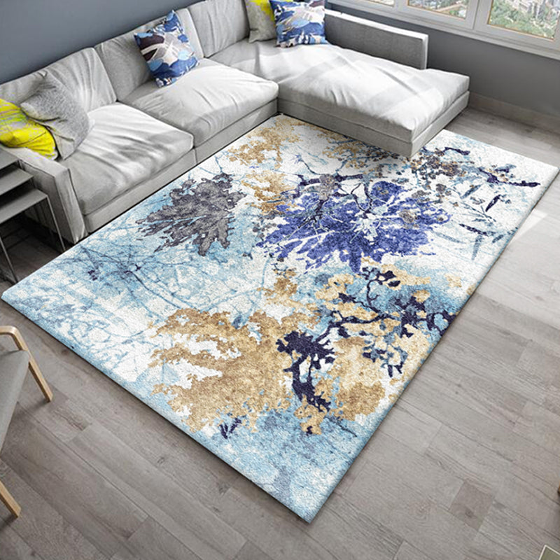 Japanese Painting Printed Rug Multi Color Synthetics Rug Non-Slip Backing Pet-Friendly Rug for Drawing Room Light Blue Clearhalo 'Area Rug' 'Rug' 2256930