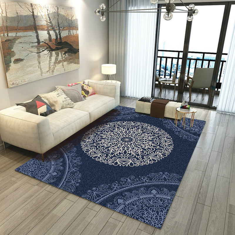 Rustic Botanics Rug Multi Color Asian Carpet Polyester Pet-Friendly Non-Slip Stain Resistant Rug for Room Dark Blue Clearhalo 'Area Rug' 'Rug' 2256954