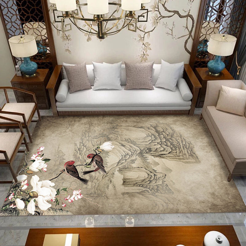 Chinese Printed Indoor Rug Multicolor Synthetics Carpet Stain Resistant Pet-Friendly Anti-Slip Rug for Living Room Brown Clearhalo 'Area Rug' 'Rug' 2256967