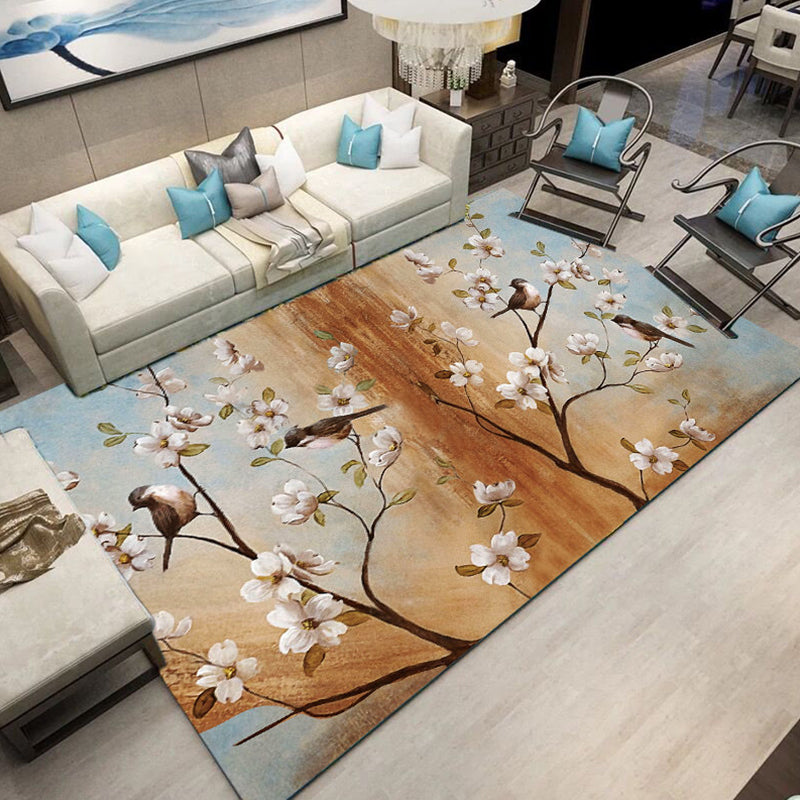 Chinese Printed Indoor Rug Multicolor Synthetics Carpet Stain Resistant Pet-Friendly Anti-Slip Rug for Living Room Brown Clearhalo 'Area Rug' 'Rug' 2256969