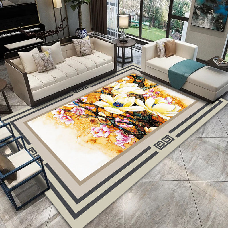 Chinese Printed Indoor Rug Multicolor Synthetics Carpet Stain Resistant Pet-Friendly Anti-Slip Rug for Living Room Fluorescent Yellow Clearhalo 'Area Rug' 'Rug' 2256971