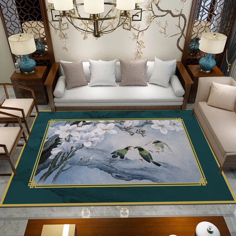 Chinese Printed Indoor Rug Multicolor Synthetics Carpet Stain Resistant Pet-Friendly Anti-Slip Rug for Living Room Green Clearhalo 'Area Rug' 'Rug' 2256976