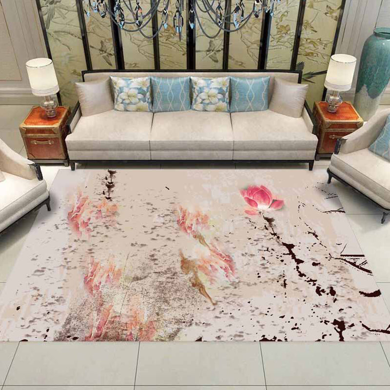 Chinese Printed Indoor Rug Multicolor Synthetics Carpet Stain Resistant Pet-Friendly Anti-Slip Rug for Living Room Pink Clearhalo 'Area Rug' 'Rug' 2256977