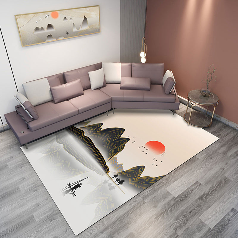 Classic Mountain Landscape Rug Multi-Color Chinese Rug Synthetics Stain Resistant Washable Non-Slip Rug for Deco Light Gray-Yellow Clearhalo 'Area Rug' 'Rug' 2256999