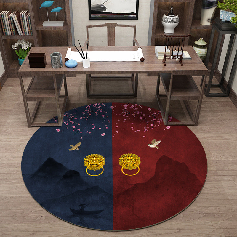 Luxe Oriental Area Rug Multi Color Animal Print Rug Anti-Slip Machine Washable Indoor Rug for Study Dark Red Clearhalo 'Area Rug' 'Rug' 2257057