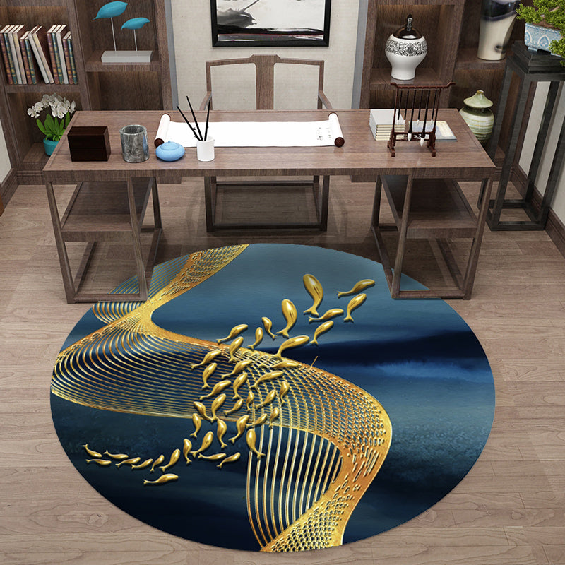 Luxe Oriental Area Rug Multi Color Animal Print Rug Anti-Slip Machine Washable Indoor Rug for Study Blackish Green Clearhalo 'Area Rug' 'Rug' 2257058