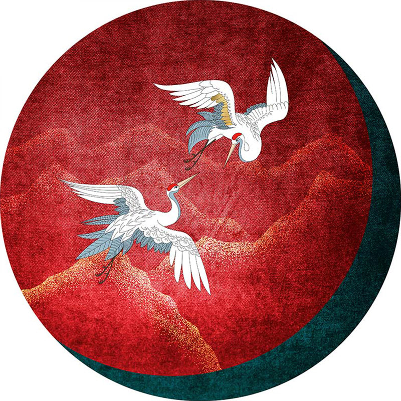 Chinoiserie Animal Rug Multicolor Polypropylene Area Carpet Stain Resistant Non-Slip Washable Rug for Home Brick Red Clearhalo 'Area Rug' 'Rug' 2257100