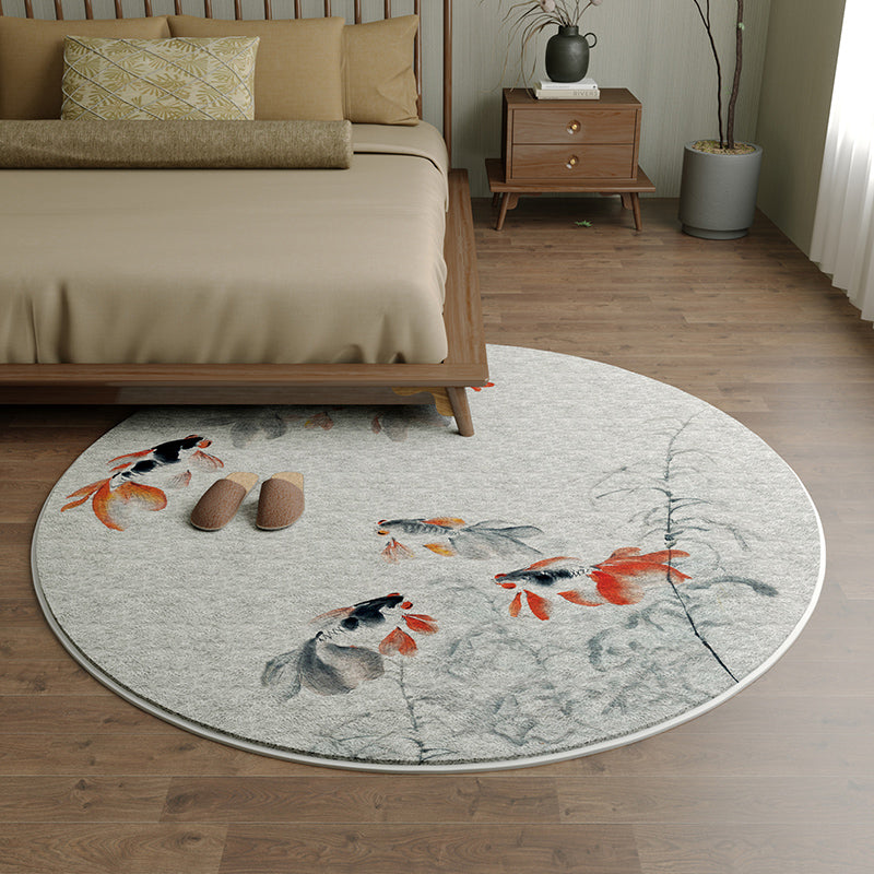 Esthetic Multi Color Asian Rug Synthetics Drawing Print Rug Stain Resistant Washable Anti-Slip Rug for Bedroom Grey Clearhalo 'Area Rug' 'Rug' 2257256