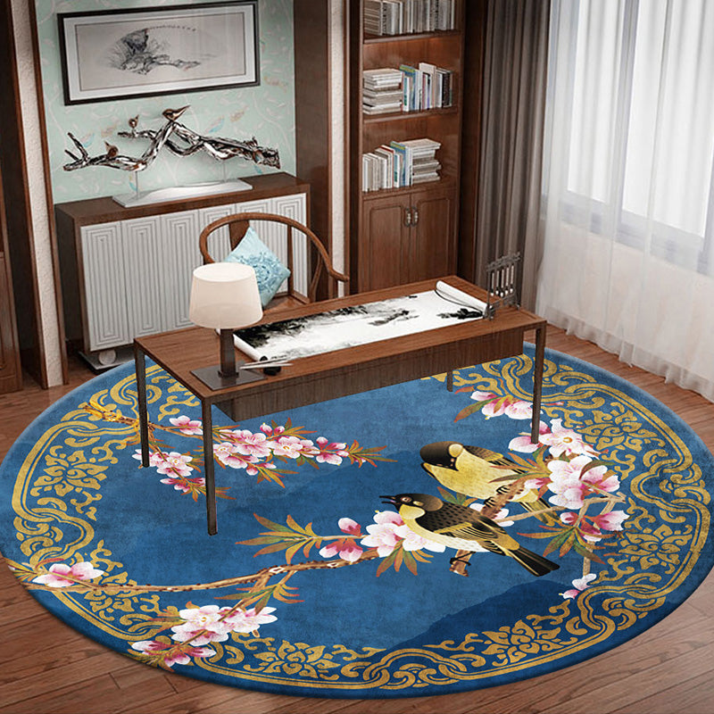 Classy Zen Art Print Rug Multi-Color Chinese Rug Polyester Stain Resistant Anti-Slip Rug for Study Room Blue Clearhalo 'Area Rug' 'Rug' 2257282