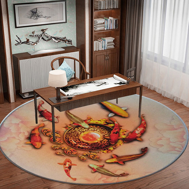 Classy Zen Art Print Rug Multi-Color Chinese Rug Polyester Stain Resistant Anti-Slip Rug for Study Room Yellow-Red Clearhalo 'Area Rug' 'Rug' 2257288