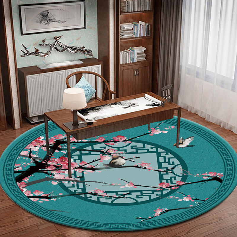 Classy Zen Art Print Rug Multi-Color Chinese Rug Polyester Stain Resistant Anti-Slip Rug for Study Room Aqua Clearhalo 'Area Rug' 'Rug' 2257292