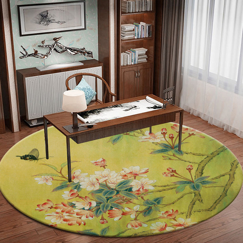 Classy Zen Art Print Rug Multi-Color Chinese Rug Polyester Stain Resistant Anti-Slip Rug for Study Room Yellow-Green Clearhalo 'Area Rug' 'Rug' 2257293